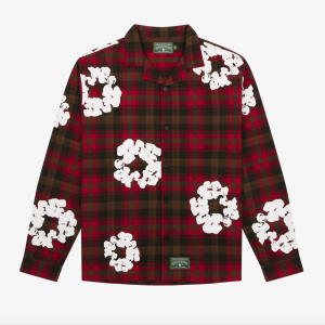 DENIM TEARS Men's Cotton Wreath Pajama Shirt Red