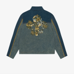 DENIM TEARS Men's Cotton Fleur De-Lis Denim Track Jacket Blue